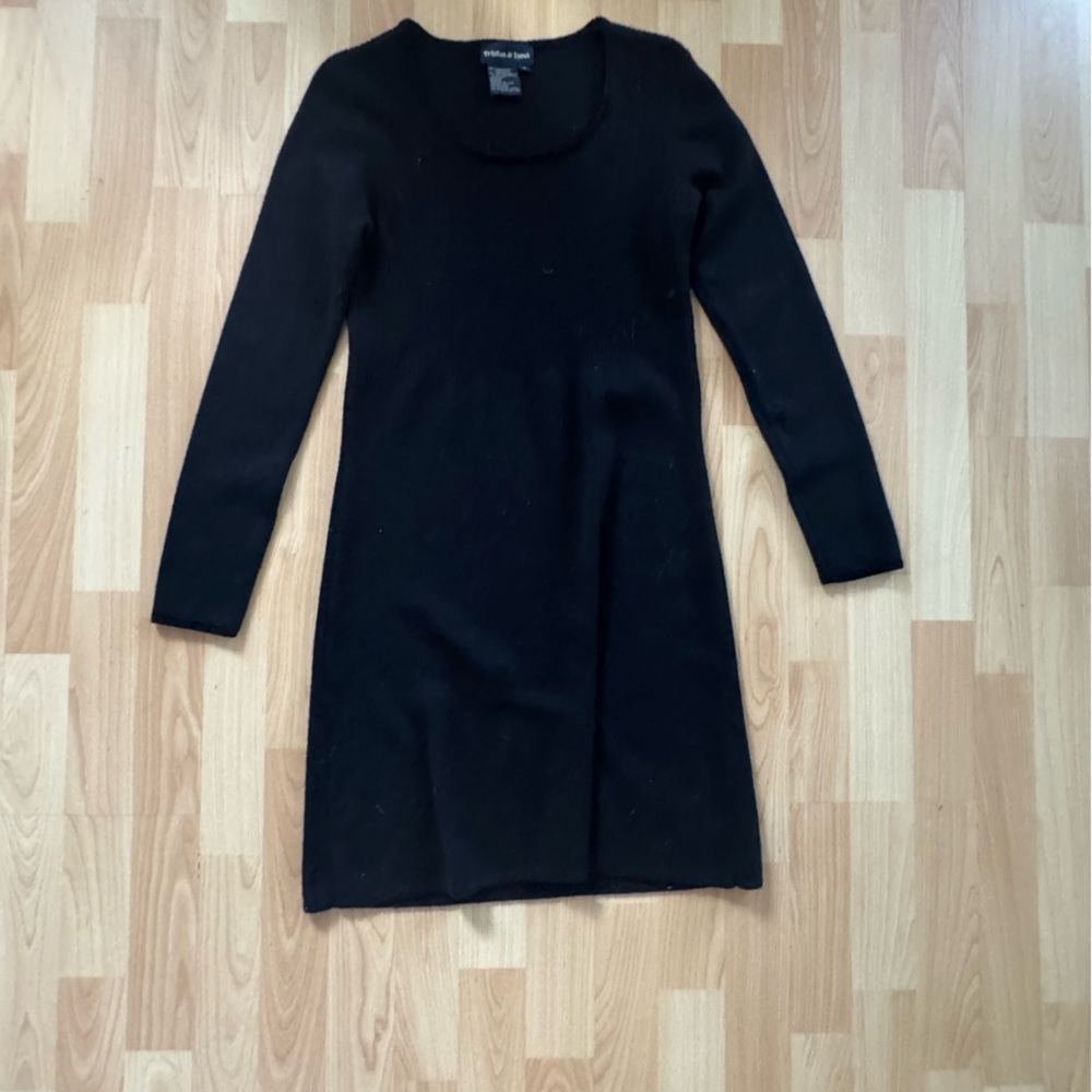 Vintage Wool Blend Black Long Sleeve Dress